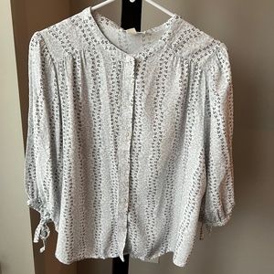 Nordstrom Treasure & Bond Print Button Front Blouse In Ivory Blue Vine -…